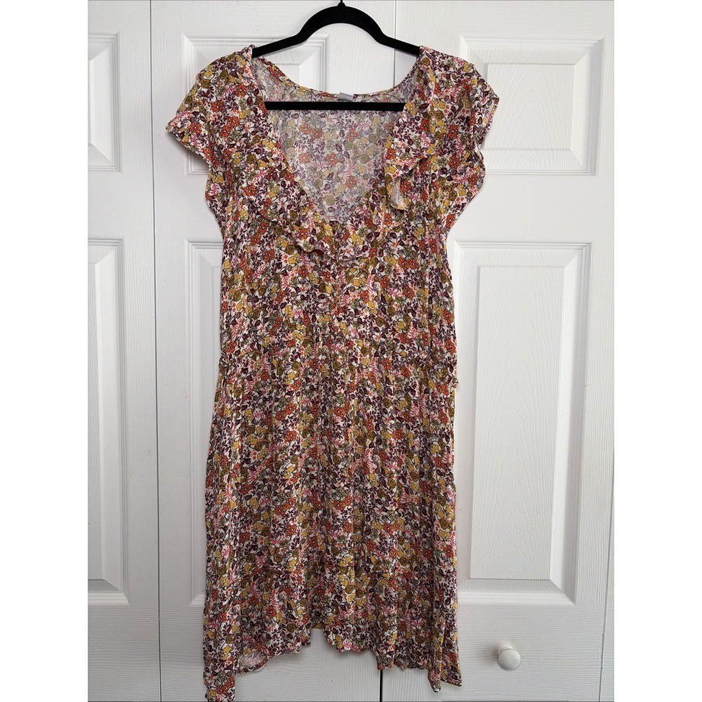 Old Navy Floral Ruffle Mini Dress Womens Size XL Multi Color Boho Rayon XL